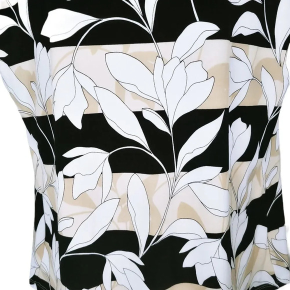 Laura Sleeveless Blouse Floral Black  Cream Tan White L - Picture 3 of 7